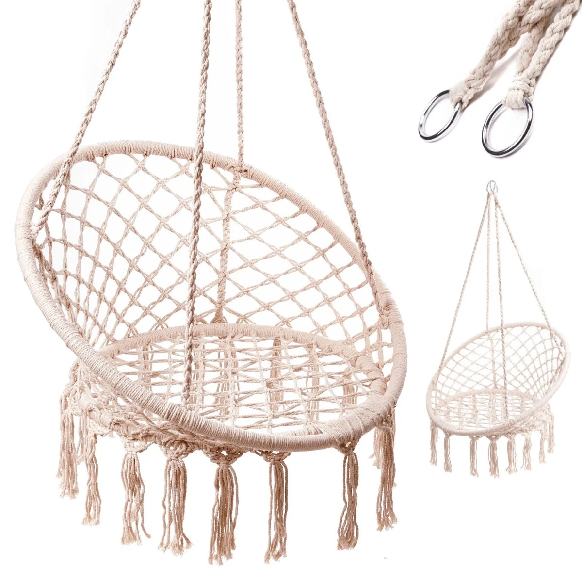 Gyngestol storkoret med ryglæn, ecru, 80 cm