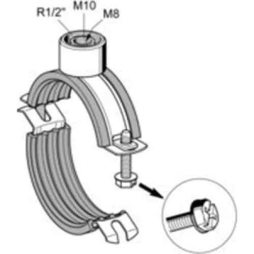 Scanclamp Triple rørbøjle med gummi M8/M10 38-45 mm