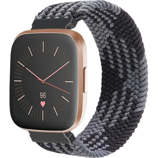 Urrem Nylon MultiColor armbånd til Fitbit Versa/Versa 2 - Sort/Grå