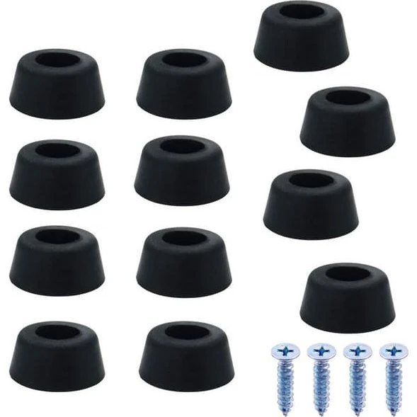 50 stk. Runde Gummifødder med Skruer (1.5x1.2x0.8 cm) - Sort