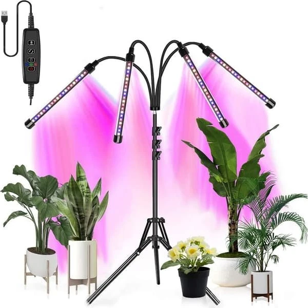 Sammenfoldeligt plantelys med justerbart stativ og timer, Black