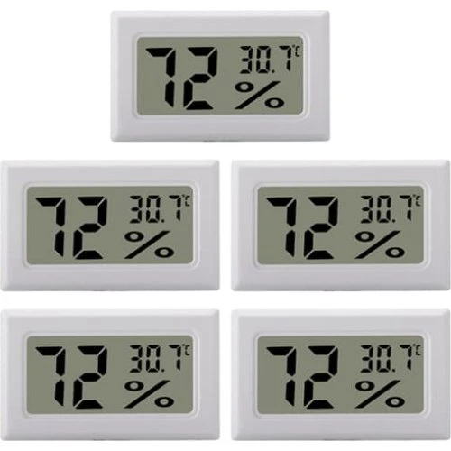 Mini Digitalt Hygrometer og Termometer, 5-pak, Hvid