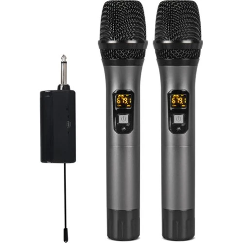 2 stk. Trådløse Bluetooth Mikrofoner med Reverb - Sort