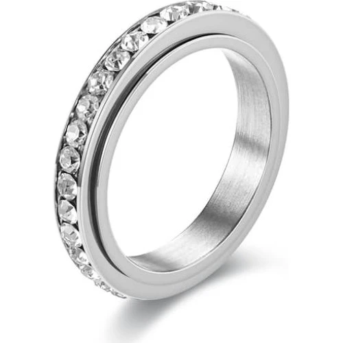 Roterbar anti-stress ring i sølv med zirkon, 16.5 mm