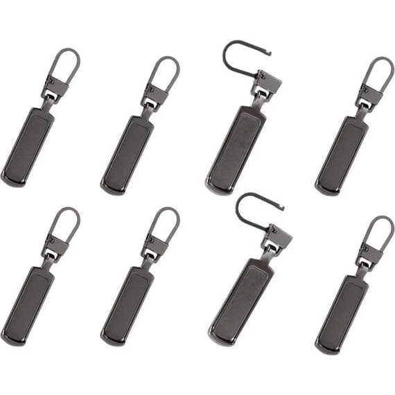 Trækstift til lynlås 8-pak Metallic Black