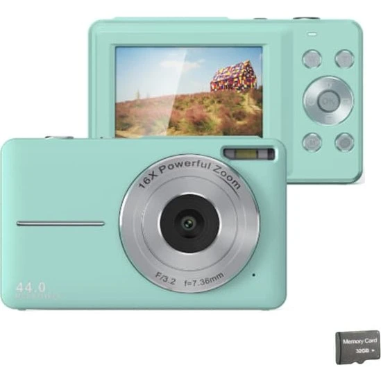 Digitalkamera 48MP 1080P 16X Zoom Green m. 32GB kort