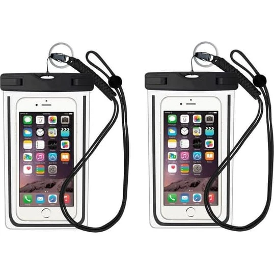 Vandtæt mobilcover til smartphone, Universal, Sort (2-pack)
