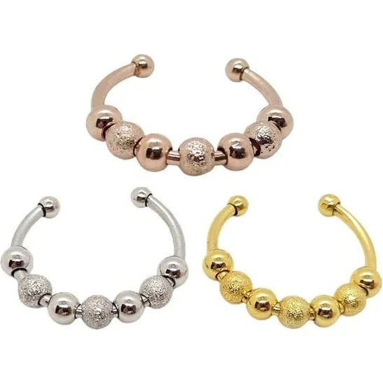 Justerbare anti-stress ringe med drejelige perler, 3-pak, MultiColor