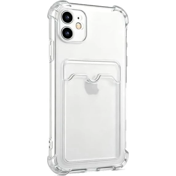 iPhone 11 cover med kortholder - Gennemsigtig TPU