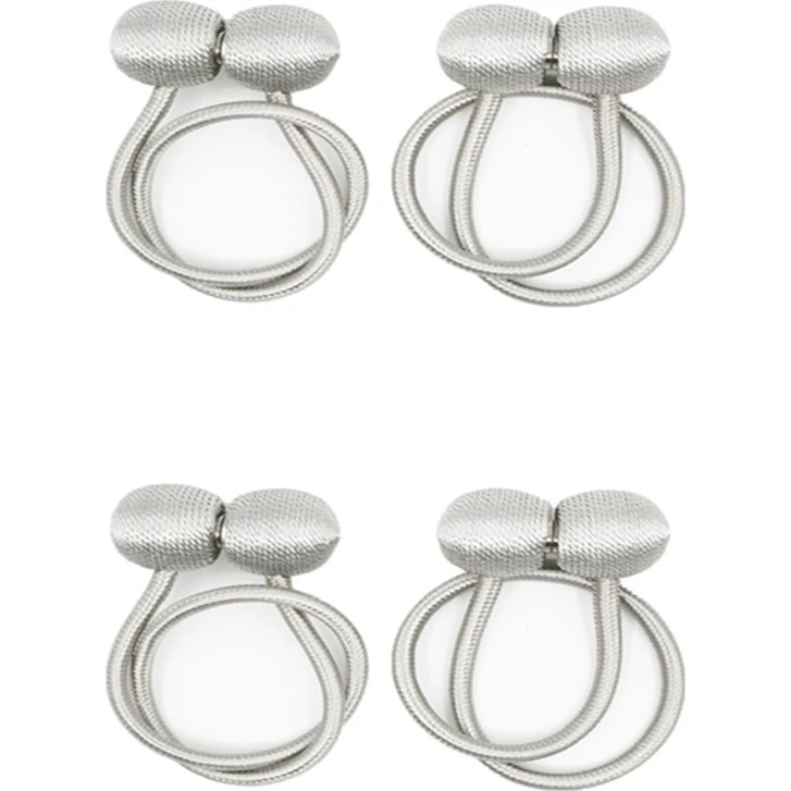 Magnetisk gardinholder Sølvgrå 4-pack