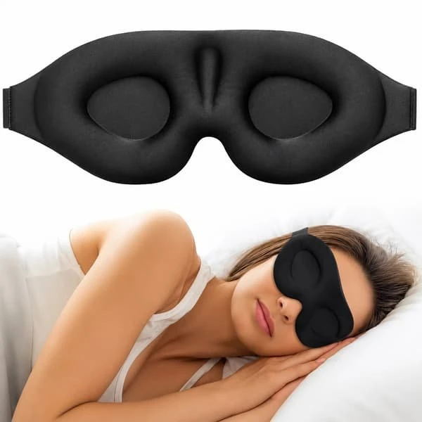 3D Sovemaske med tilbehør - Sort