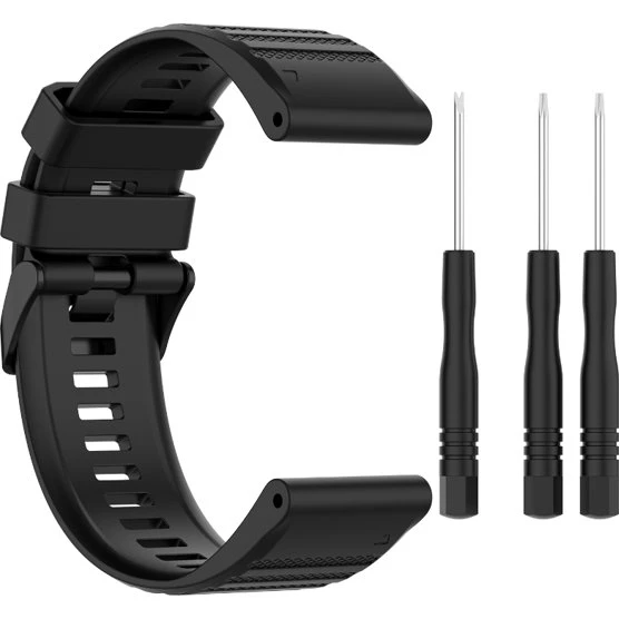 Urrem til Garmin Fenix 7/6/5 - Sort Silikone
