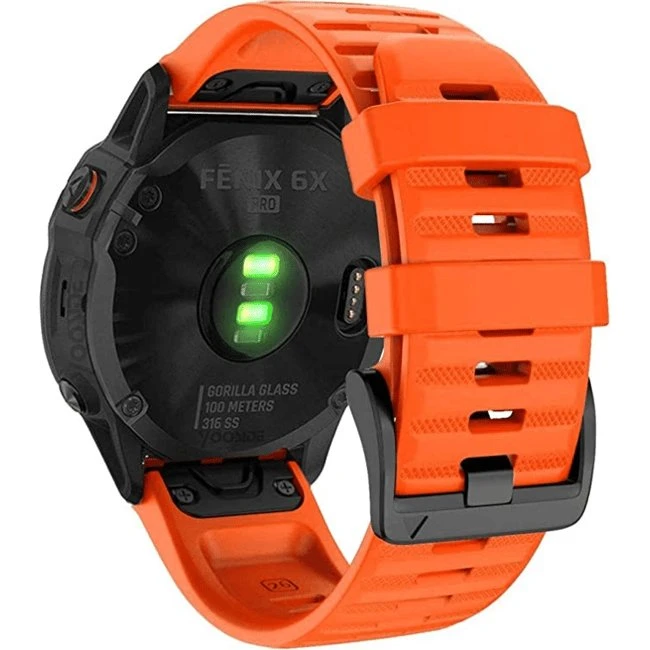 Garmin Silikonearmbånd 26 mm - Orange - Fenix 6X/5X/Descent