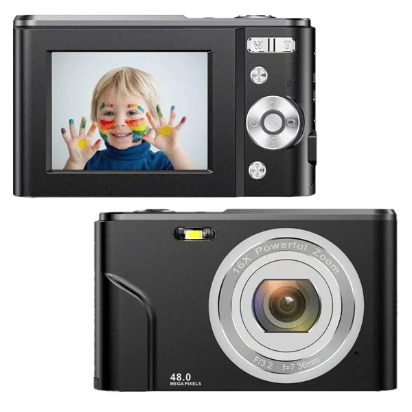Digitalkamera 48 MP med 16x zoom og 1080P HD - Black