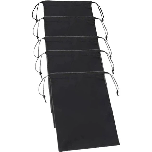 5-pak Oxford-nylon opbevaringsposer med snørelukning, 15x20 cm, sort