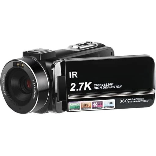 Videokamera 2,7K med 36MP, 16x zoom og IR nattesyn