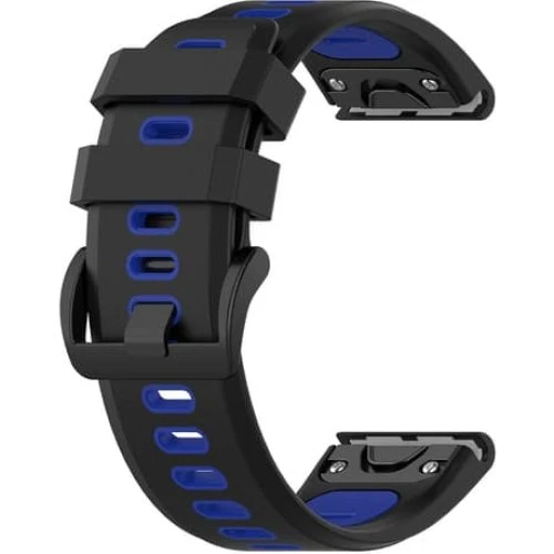 Garmin Fenix 5/6 Silikonearmbånd - Black/Blue