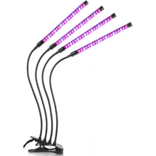 Plantelampe med 4 fleksible LED-lysstofrør