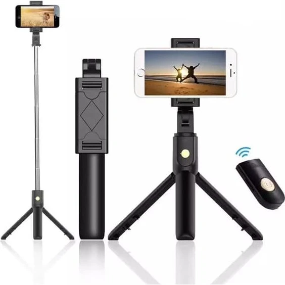 Selfie-stick og stativ med trådløs Bluetooth-fjernbetjening