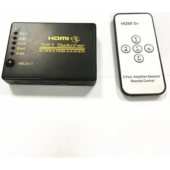 HDMI Switch 5x1 - 4K/3D med fjernbetjening