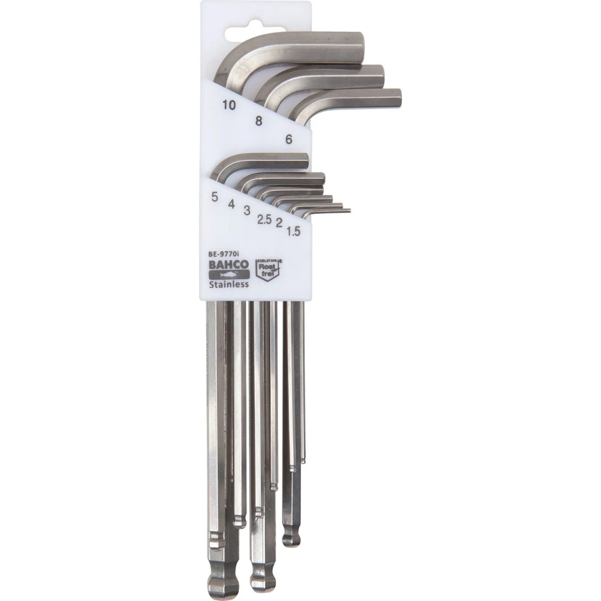Bahco Unbrakonøglesæt rustfri m/kugle 1,5-10 mm (9 dele)