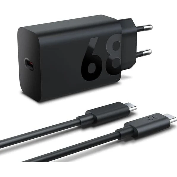 Motorola turboPower GaN 68W væglader med USB-C-kabel - Sort