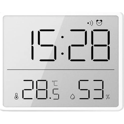 Digitalt Barometer med ur og alarm - Sølv
