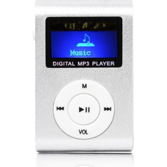 Kompakt MP3-spiller med LCD-skærm og MicroSD-læser