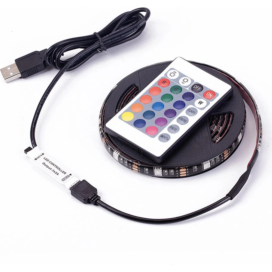 RGB LED-stripe 3 m USB med fjernkontrol – vandtæt