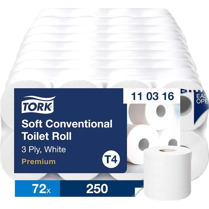Tork T4 Premium 3-lags toiletpapir, 72 ruller, hvid