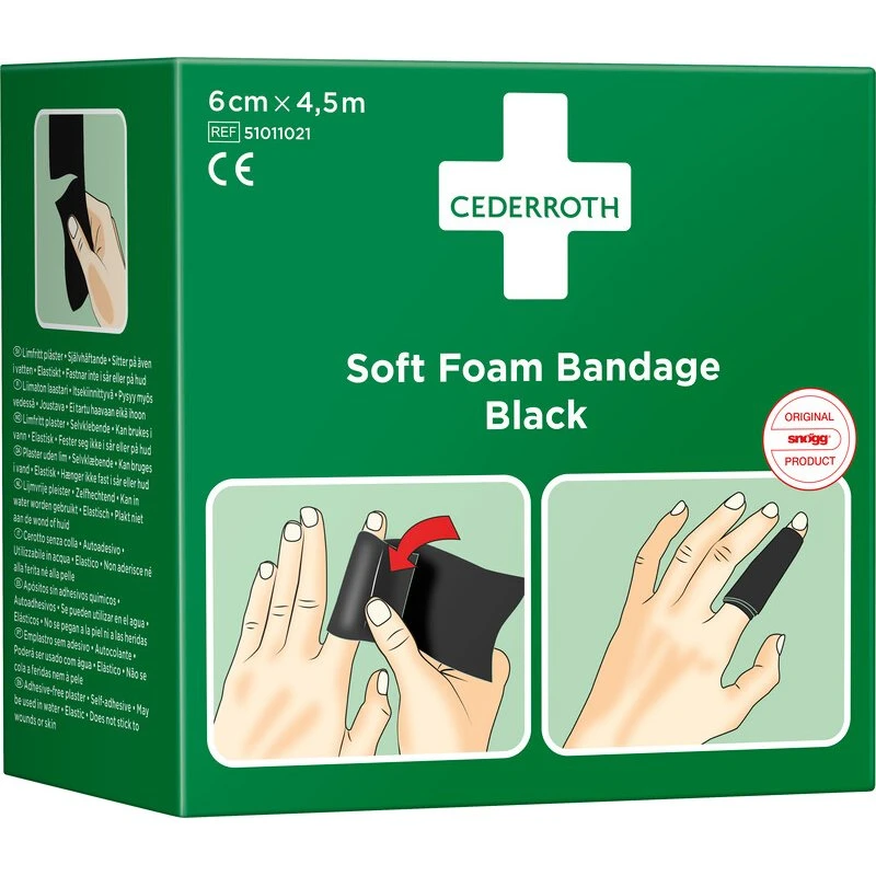 Cederroth Soft Foam Bandage Sort, 6cm x 450cm