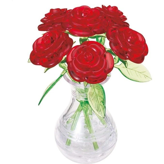 Robetoy Crystal Puzzle 3D Seks røde roser - 47 brikker