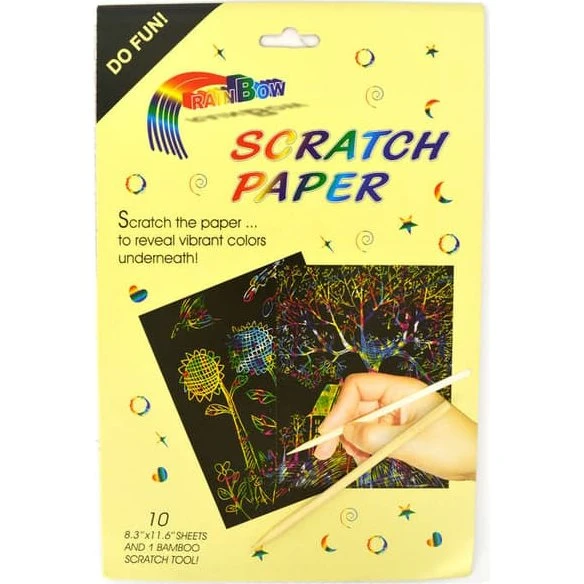 Rainbow Scratch Paper A4 - 10 stk. med bambuspind