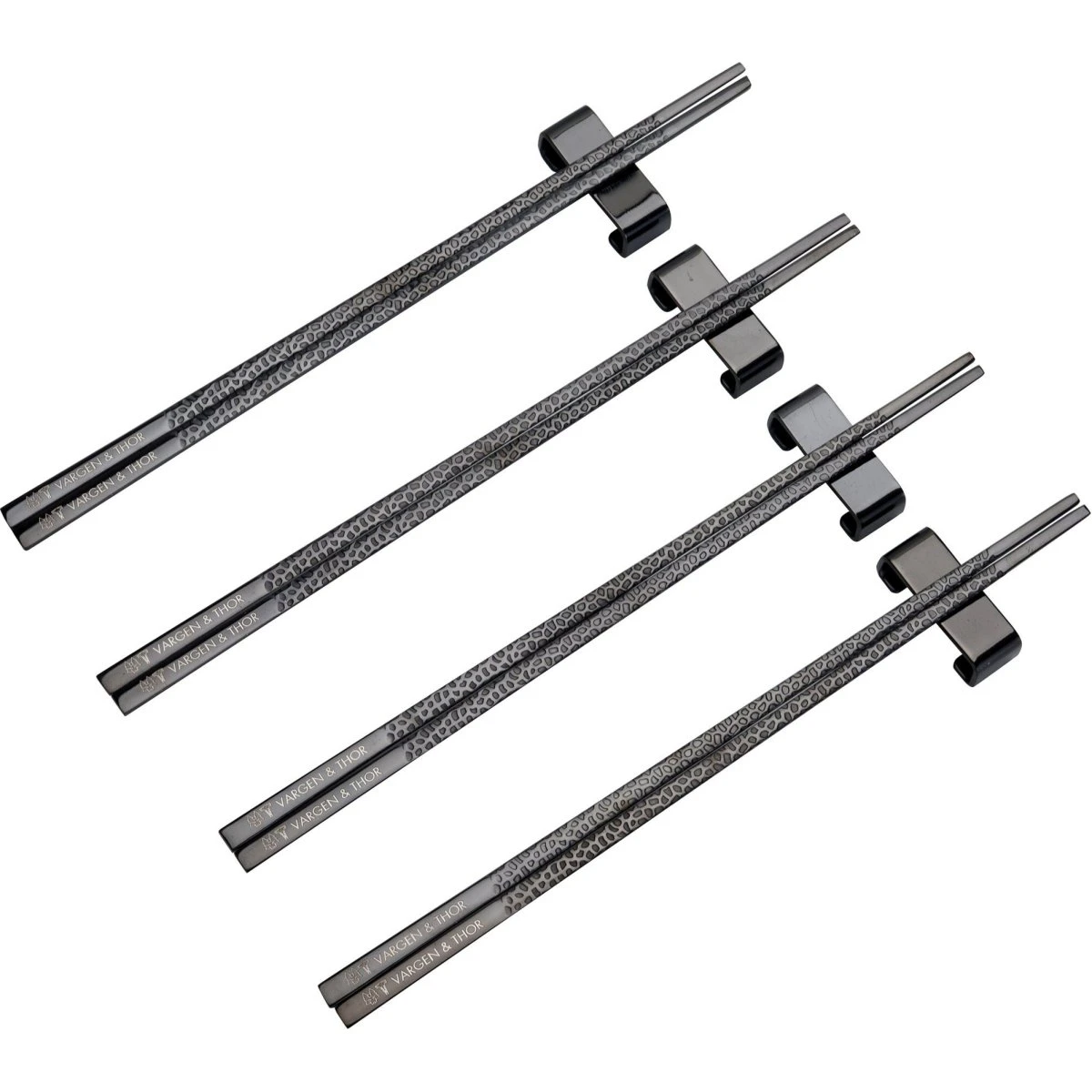 Vargen & Thor Kito Spisepinde, 4 par, Onyx