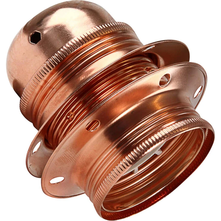 Lampeholder E27 med jordskrue og 2 skærmringe