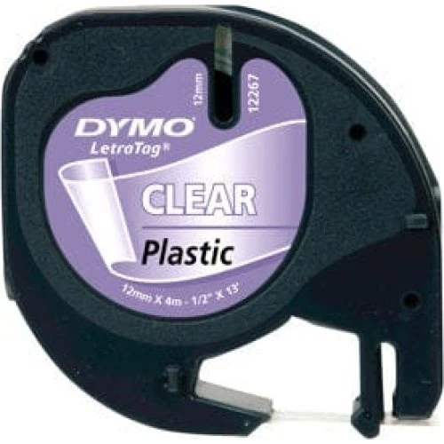 Dymo 12267 Sort på klar tape 12 mm - 5 stk. (Kompatibel)