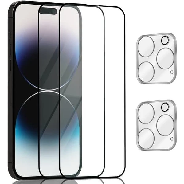 iPhone 14 Pro Skærm- & Linsebeskyttelse 3D - 2-pak Hærdet Glas