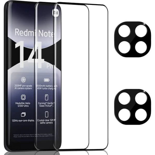 Xiaomi Redmi Note 14 Pro: 2x Skærmbeskyttelse & 2x Linsebeskyttelse