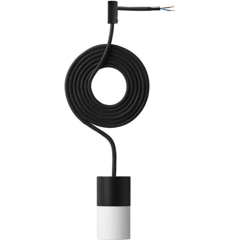 Nielsen Light P8 fatningssæt E27, sort/hvid med 3 m stofledning