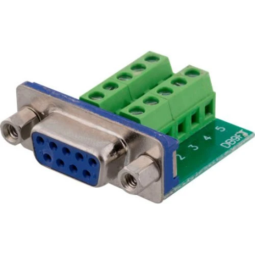 Deltaco RS232 terminal Hun DE-9 med skrueklemmer, 10-pin, grøn