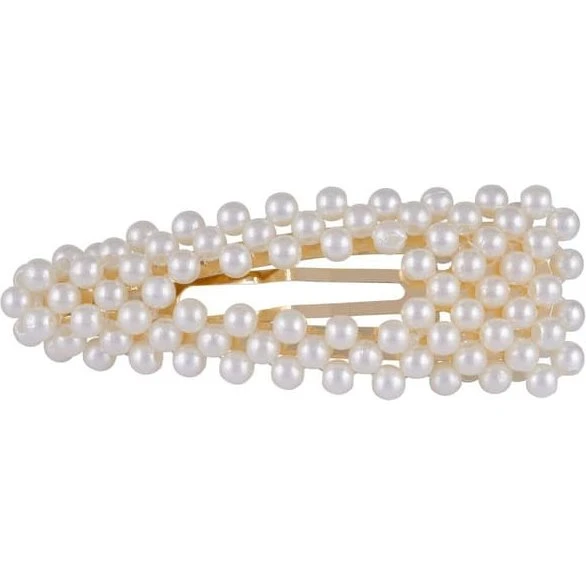 On Fleek Classic Pearly Clip - Hvidt perlehårspænde, 7 cm
