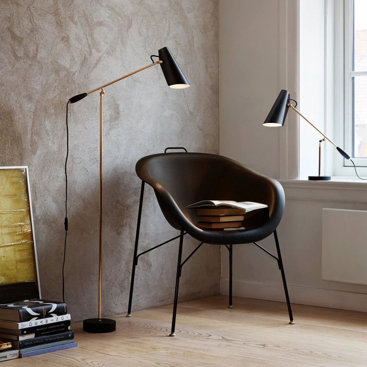 Northern Birdy Gulvlampe Sort/Messing
