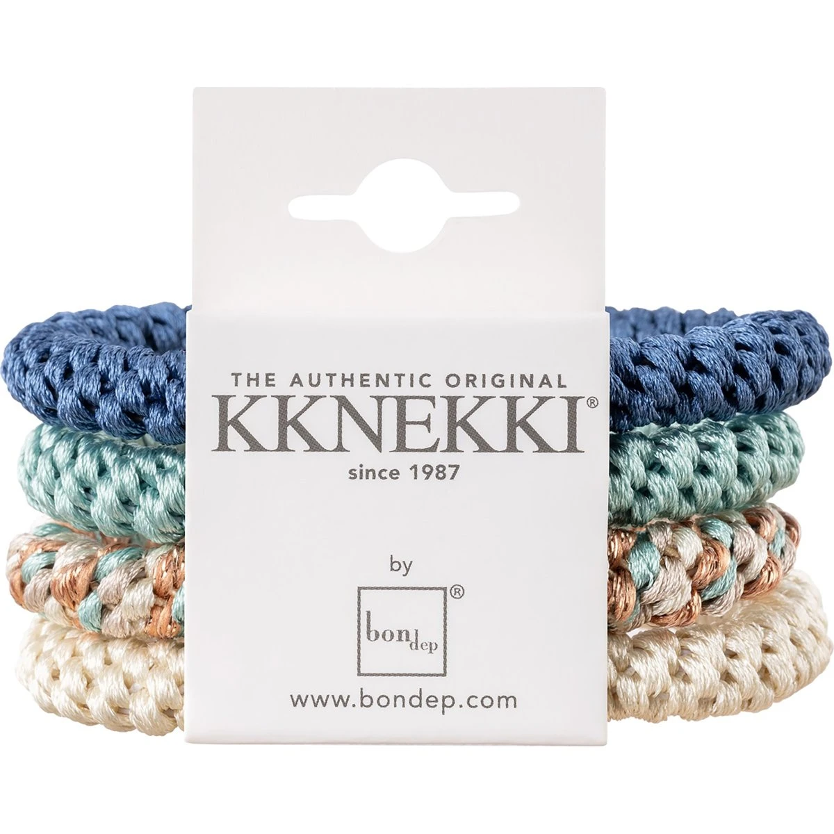 Kknekki Bundle 13 Slim Hårelastikker, 4 stk, Turkos Blue