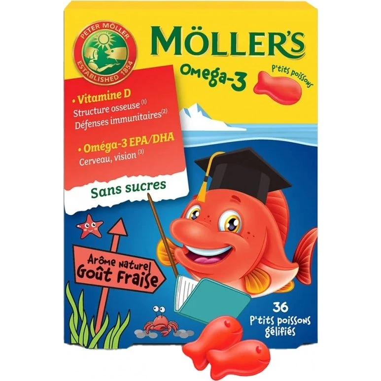 Möller's Omega-3 jordbærsmag - 36 sunde fisk