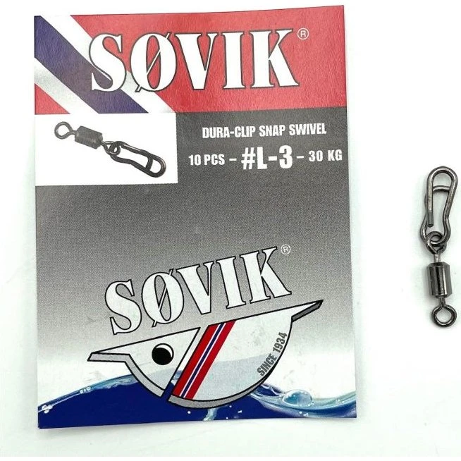Søvik Dura-Clip Snap Swivel, 10 stk.