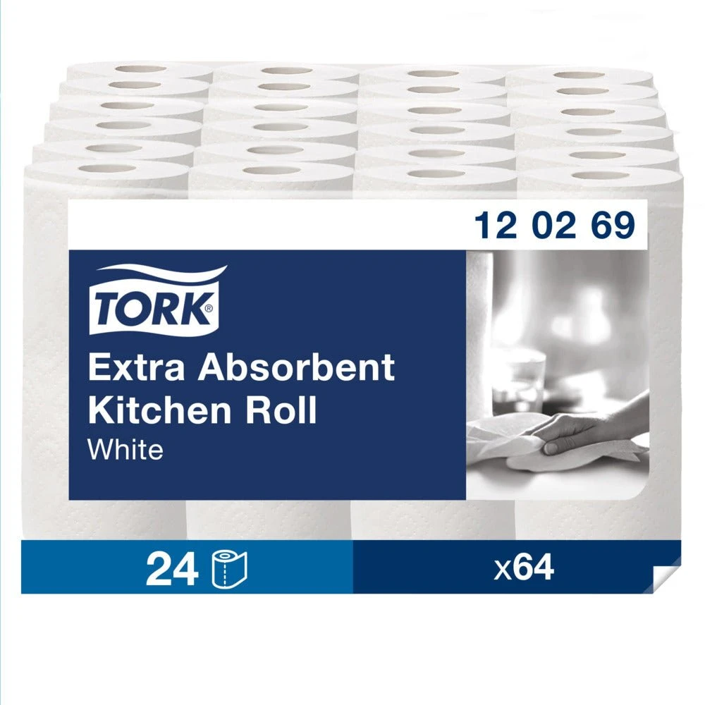 Tork Extra Plus Køkkenrulle 2-lags Hvid - 24 ruller