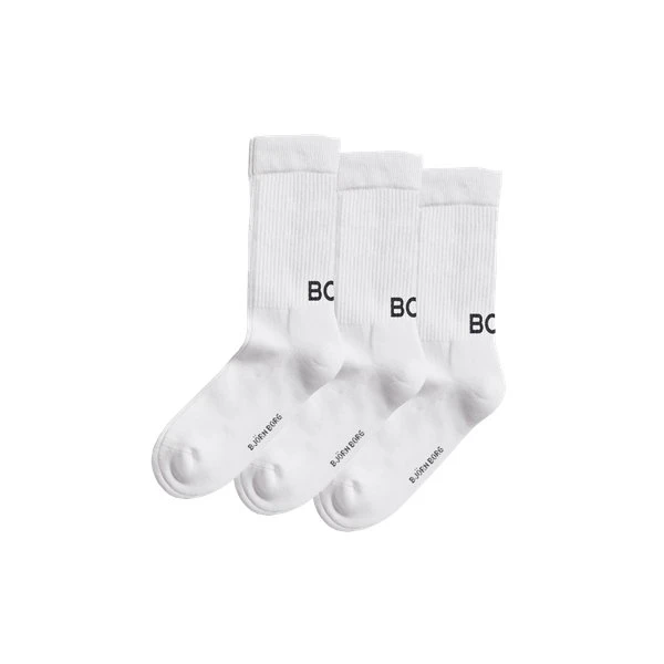 Björn Borg Core Crew Polyamide Strømper 3-pak, Hvid, 41-45