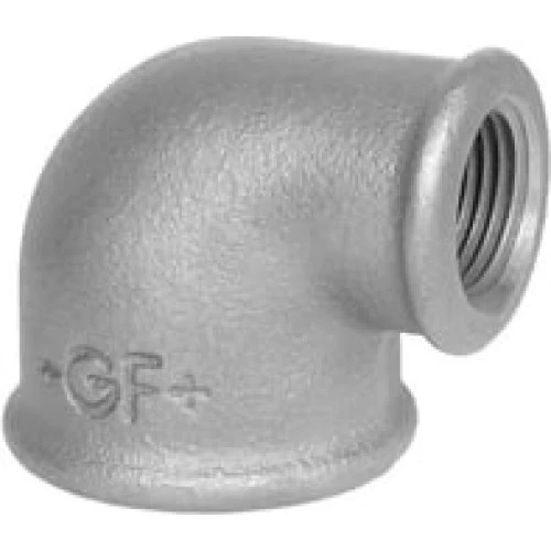 +GF+ Vinkel 90° galvaniseret muffe/muffe 1" x 3/4"
