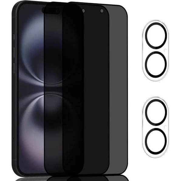 iPhone 16 Privacy Skærmbeskyttelse & Linsebeskyttelse (2+2 stk) 9H