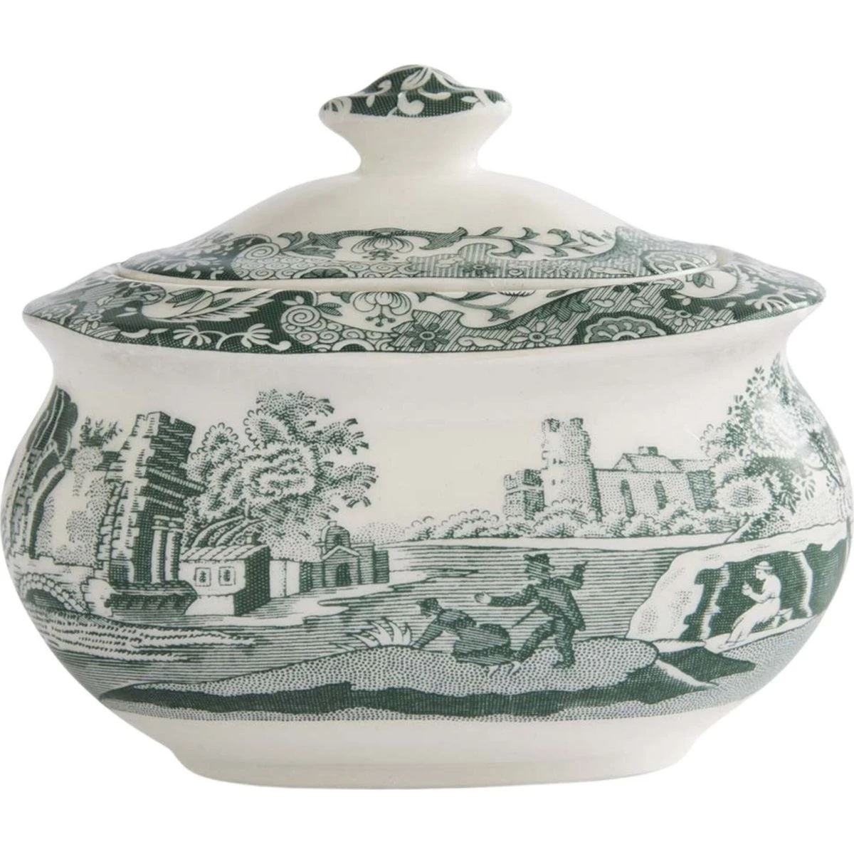 Spode Heritage Green Italian sukkerskål med låg, 25 cl, grøn/hvid